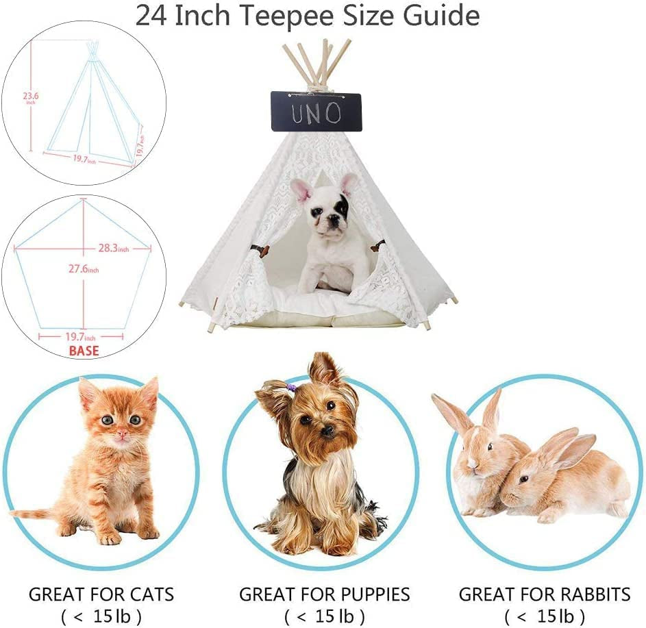 Portable Pet Tent For Small Dogs & Cats - 24 Inch No Cushion