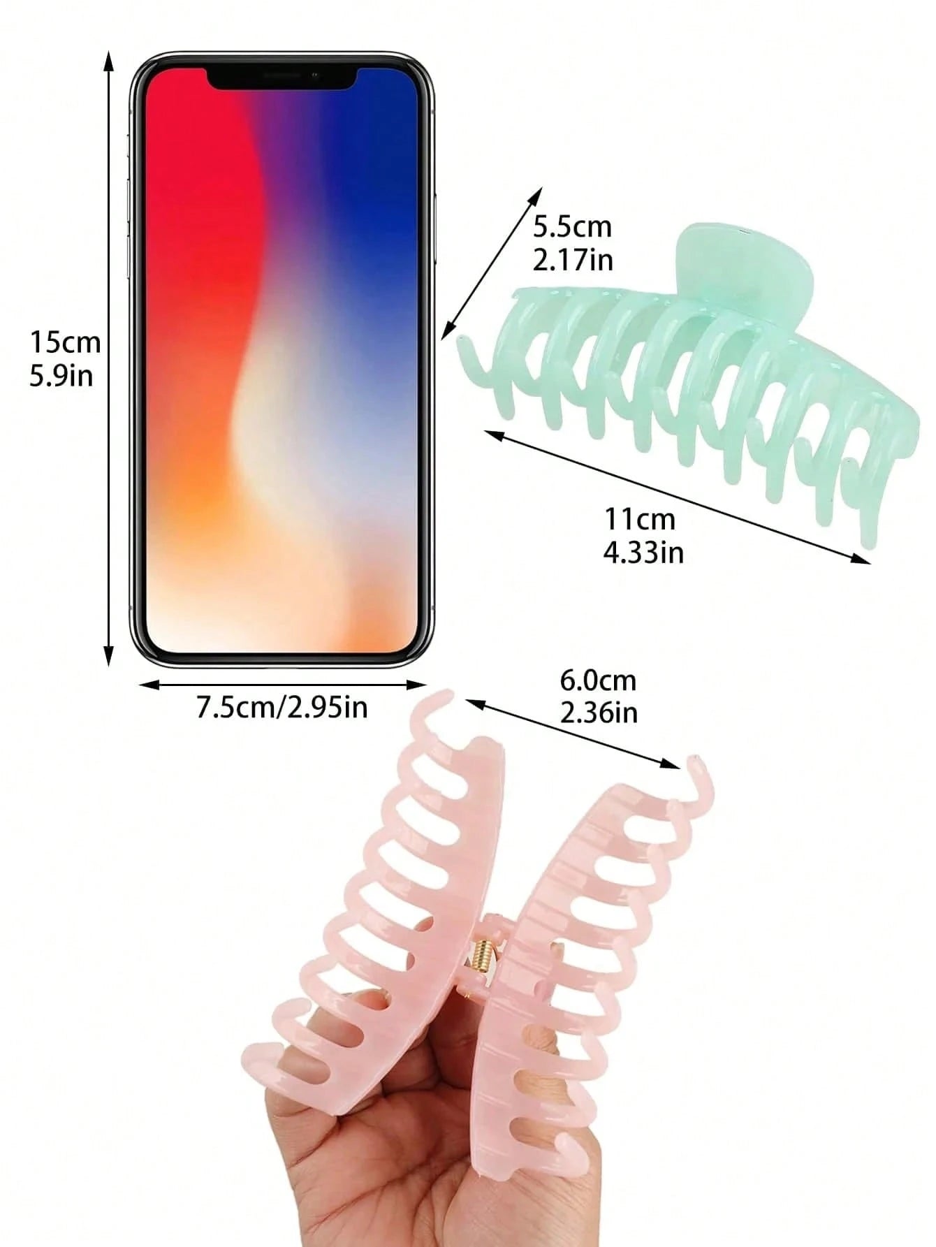 5Pcs Solid Hair Claw 