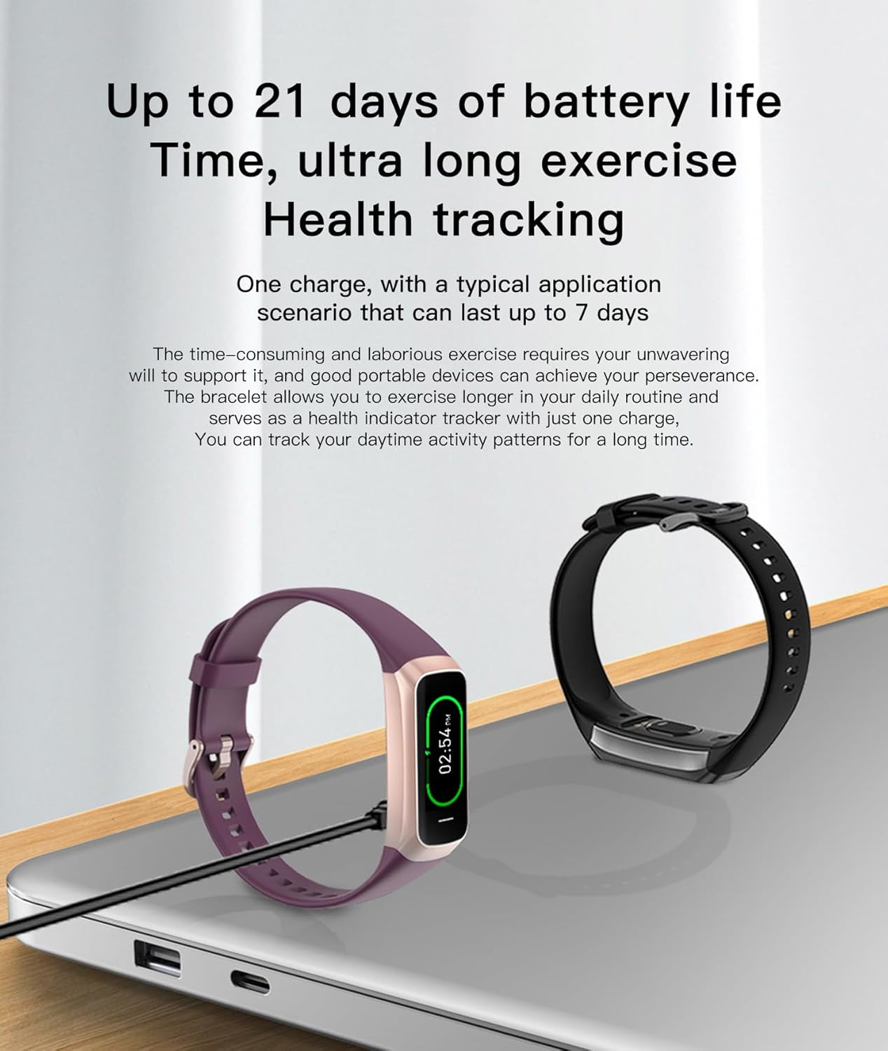 Fitness Trackers for Android & IOs, Alarm Stopwatch, Blood Pressure/Calories Monitor, Waterproof Step Tracker