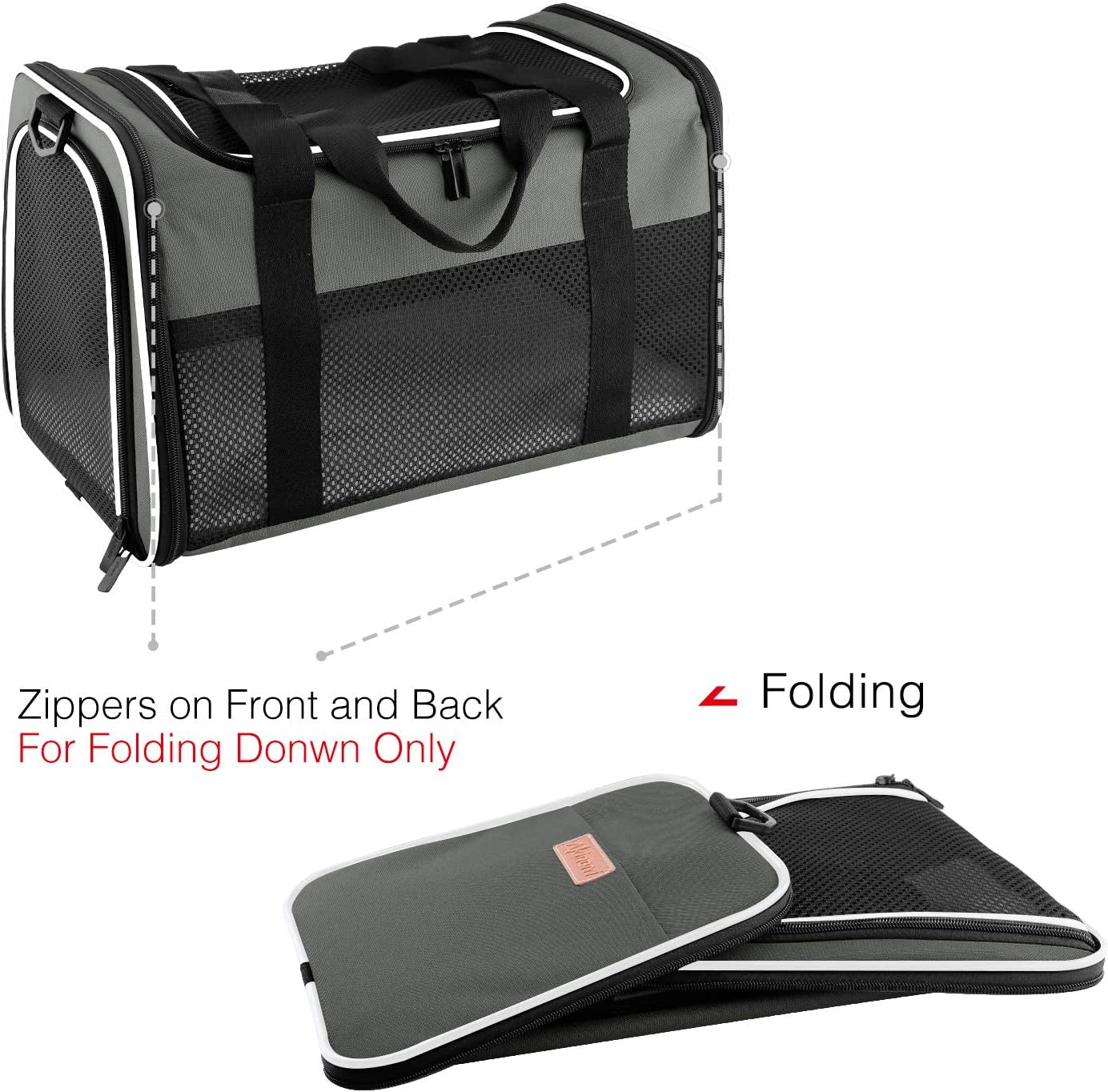 Portable Foldable Pet Carrier, Soft-Sided Pet Bag up to 28 Lbs, Airline Approved