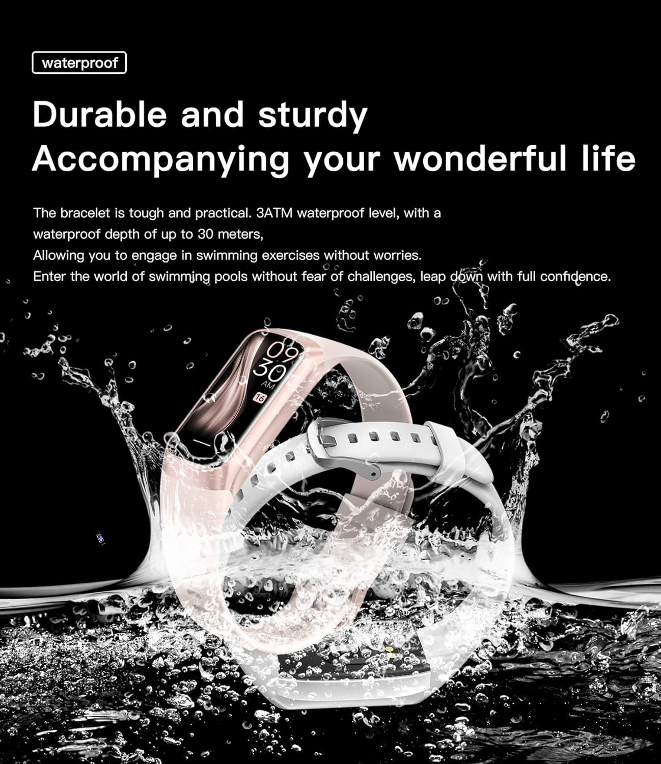 Fitness Trackers for Android & IOs, Alarm Stopwatch, Blood Pressure/Calories Monitor, Waterproof Step Tracker