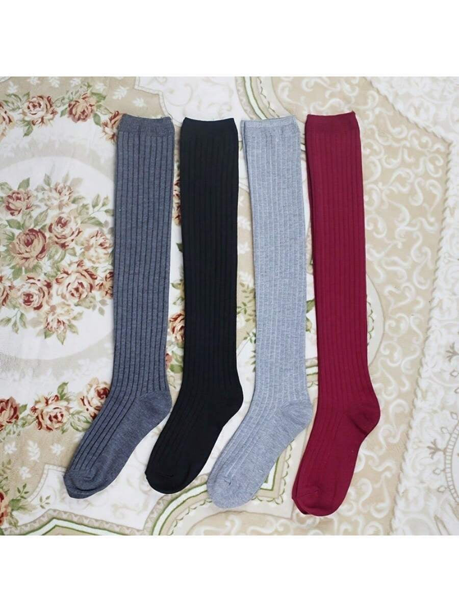 Blend Thigh High Socks, Knit Style over the Knee Socks, Women'S Socks