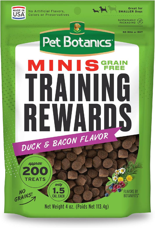 4 oz. Pouch of Mini Soft & Chewy Training Rewards, Duck and Bacon Flavor, 200 Treats per Bag, Preferred by Leading Trainers