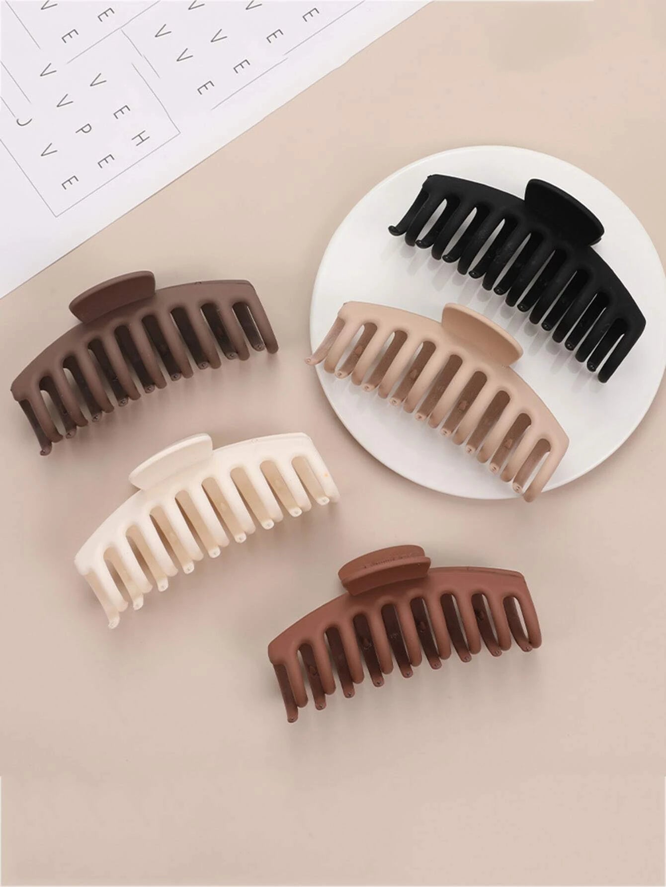 5Pcs Solid Hair Claw 