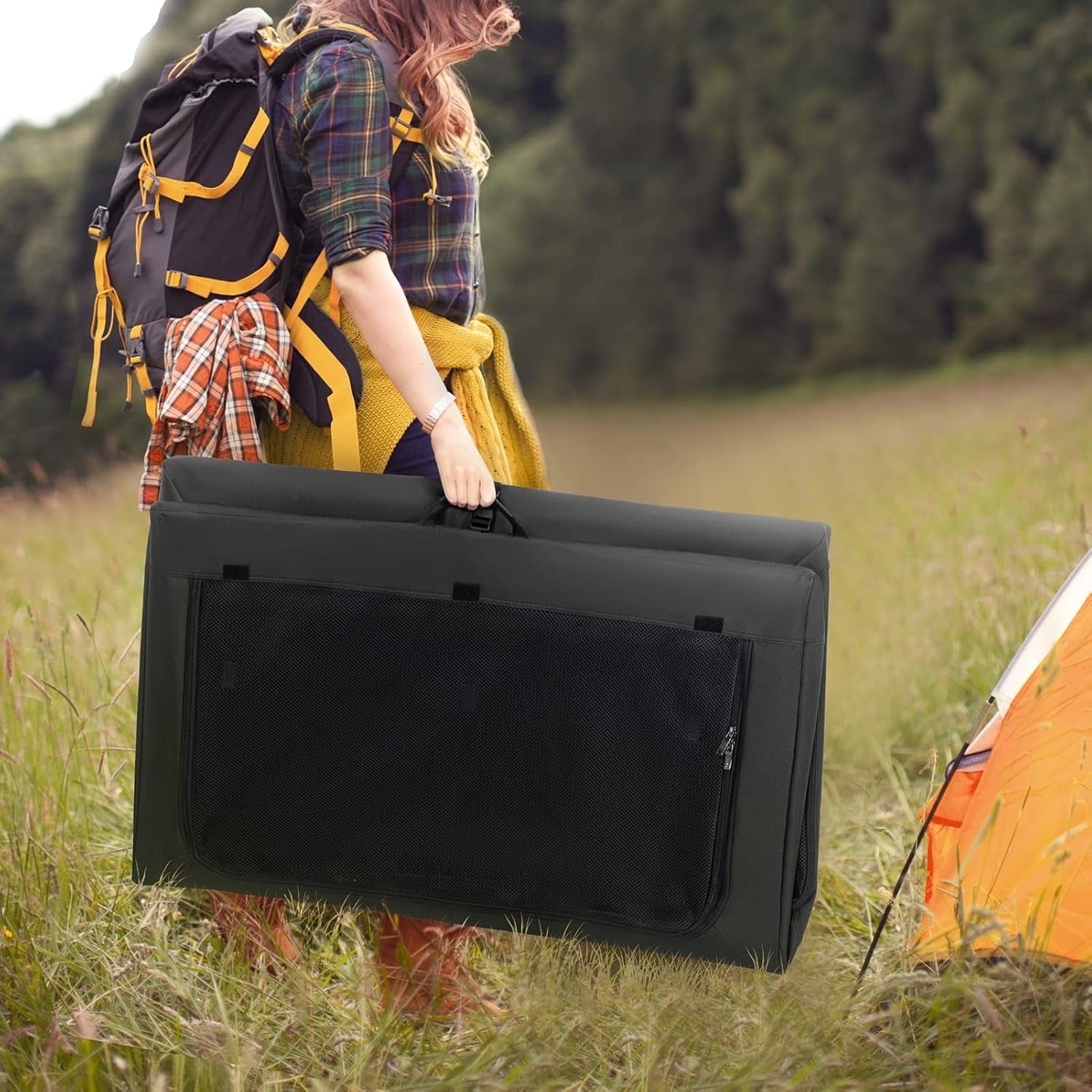 Portable Soft Dog Crate - 24 Inch Easy Set-Up, Light, Sturdy, Collapsible Crate for Home and Travel Black