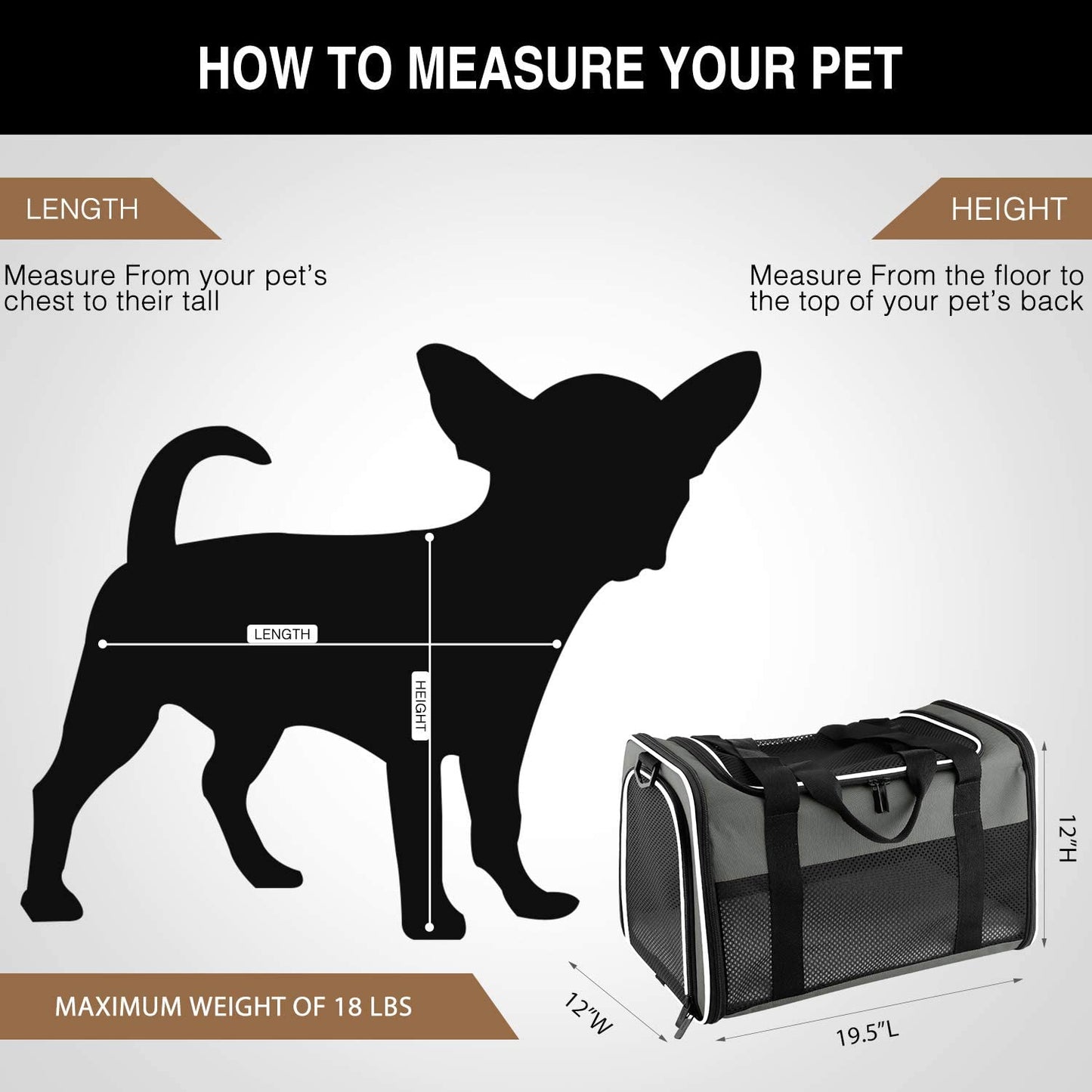 Portable Foldable Pet Carrier, Soft-Sided Pet Bag up to 28 Lbs, Airline Approved