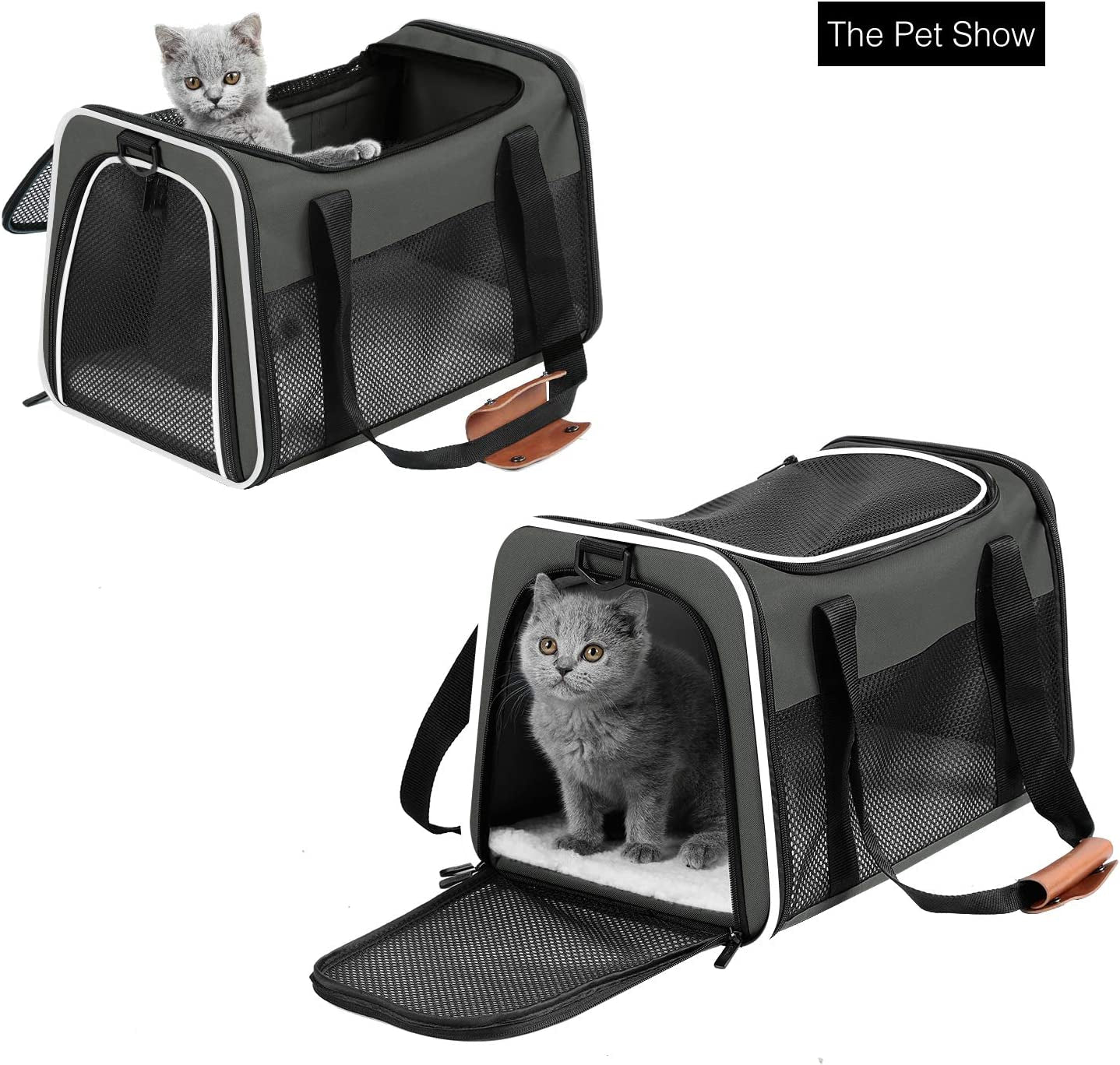 Portable Foldable Pet Carrier, Soft-Sided Pet Bag up to 28 Lbs, Airline Approved