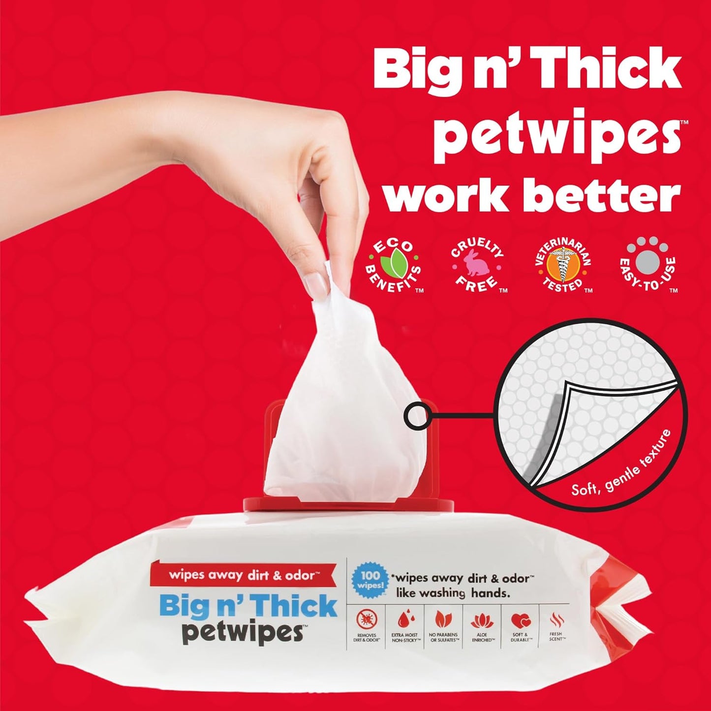 Pet Wipes for Dogs and Cats, 200 Large Wipes - Removes Dirt & Odors - Cleans Ears, Face ect.
