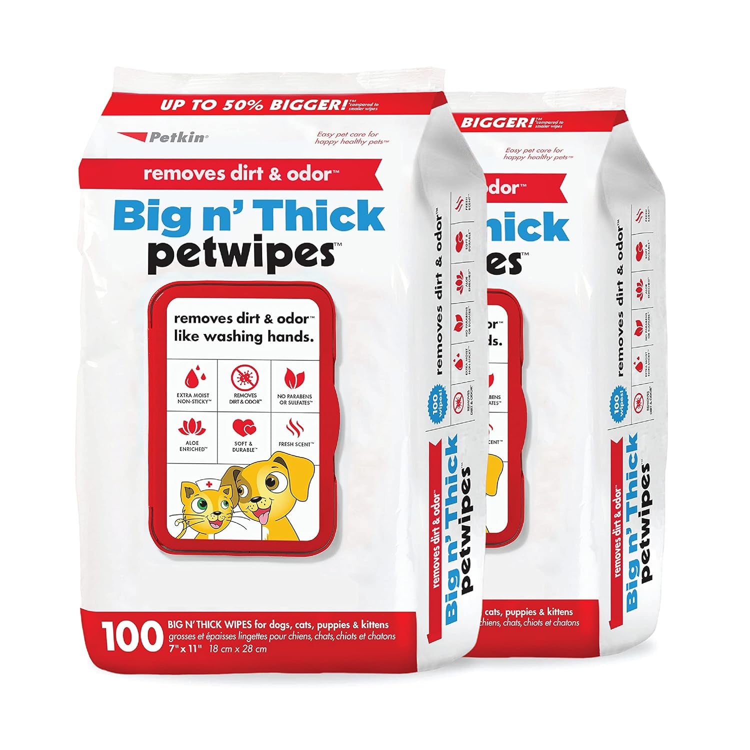 Pet Wipes for Dogs and Cats, 200 Large Wipes - Removes Dirt & Odors - Cleans Ears, Face ect.