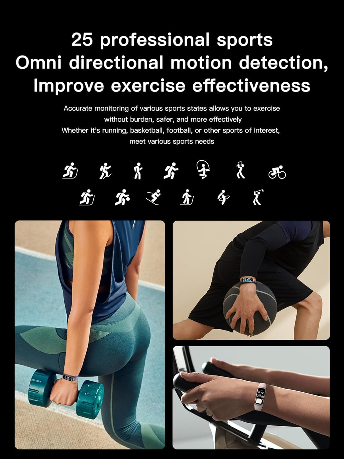 Fitness Trackers for Android & IOs, Alarm Stopwatch, Blood Pressure/Calories Monitor, Waterproof Step Tracker