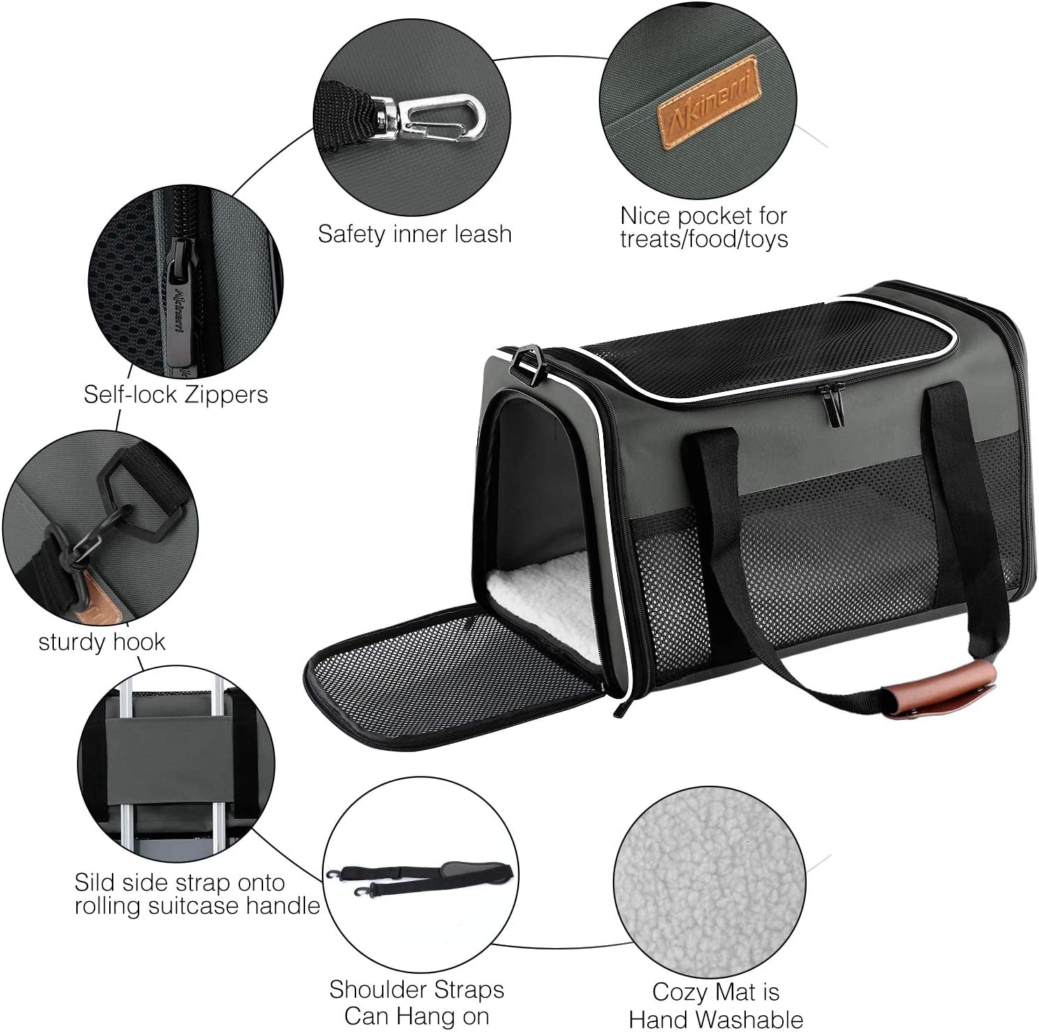 Portable Foldable Pet Carrier, Soft-Sided Pet Bag up to 28 Lbs, Airline Approved