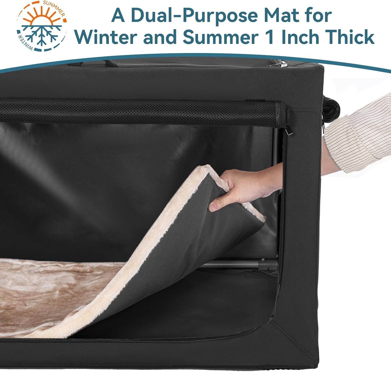 Portable Soft Dog Crate - 24 Inch Easy Set-Up, Light, Sturdy, Collapsible Crate for Home and Travel Black